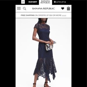 Banana Republic Navy Lace Midi Dress